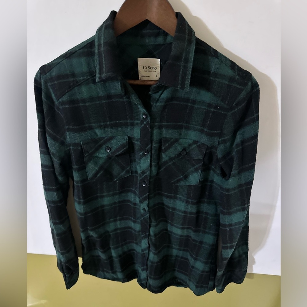 Ci sono women’s button down plaid boyfriend flannel size small - Picture 4 of 8